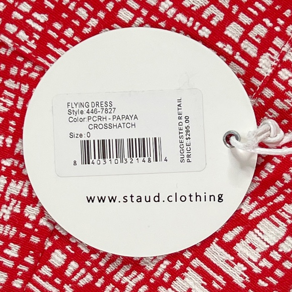 NWT STAUD Flying Mini Polo Dress in Papaya Crosshatch Size 0 - Picture 9 of 14